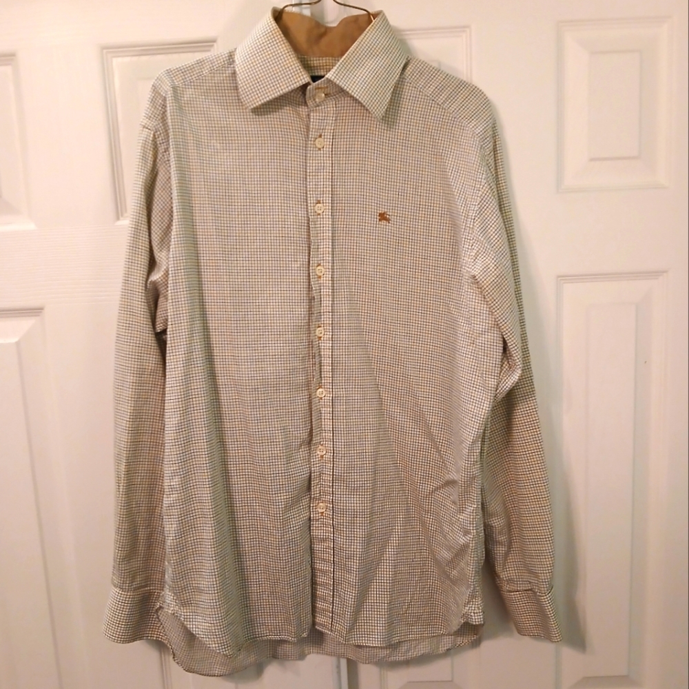 Burberry men's button-down cotton check